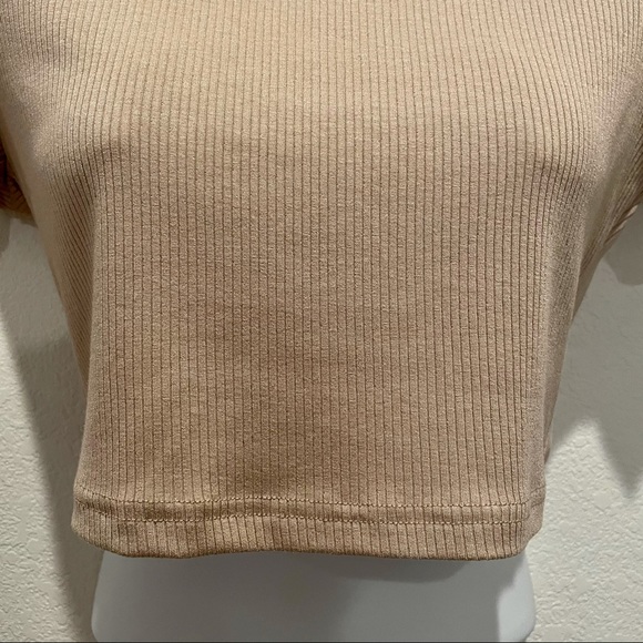 SHEIN Premium Khaki Ribbed Knit Crop Top Small(4) - Picture 8 of 12